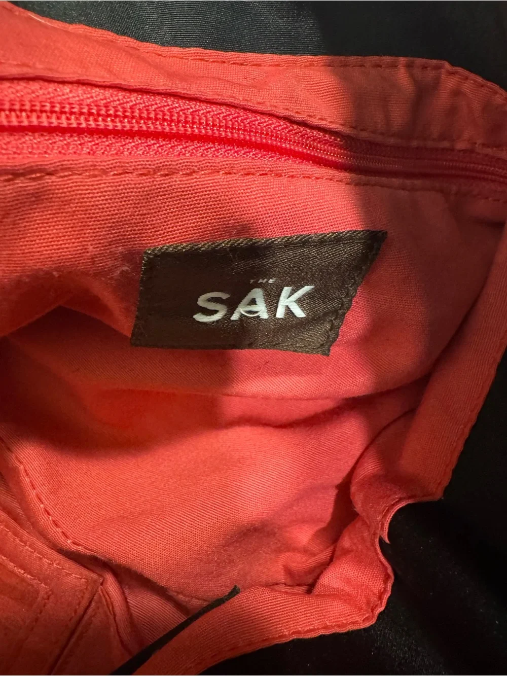 The Sak Striped Tote with Bright Pink Interior and Black Trim